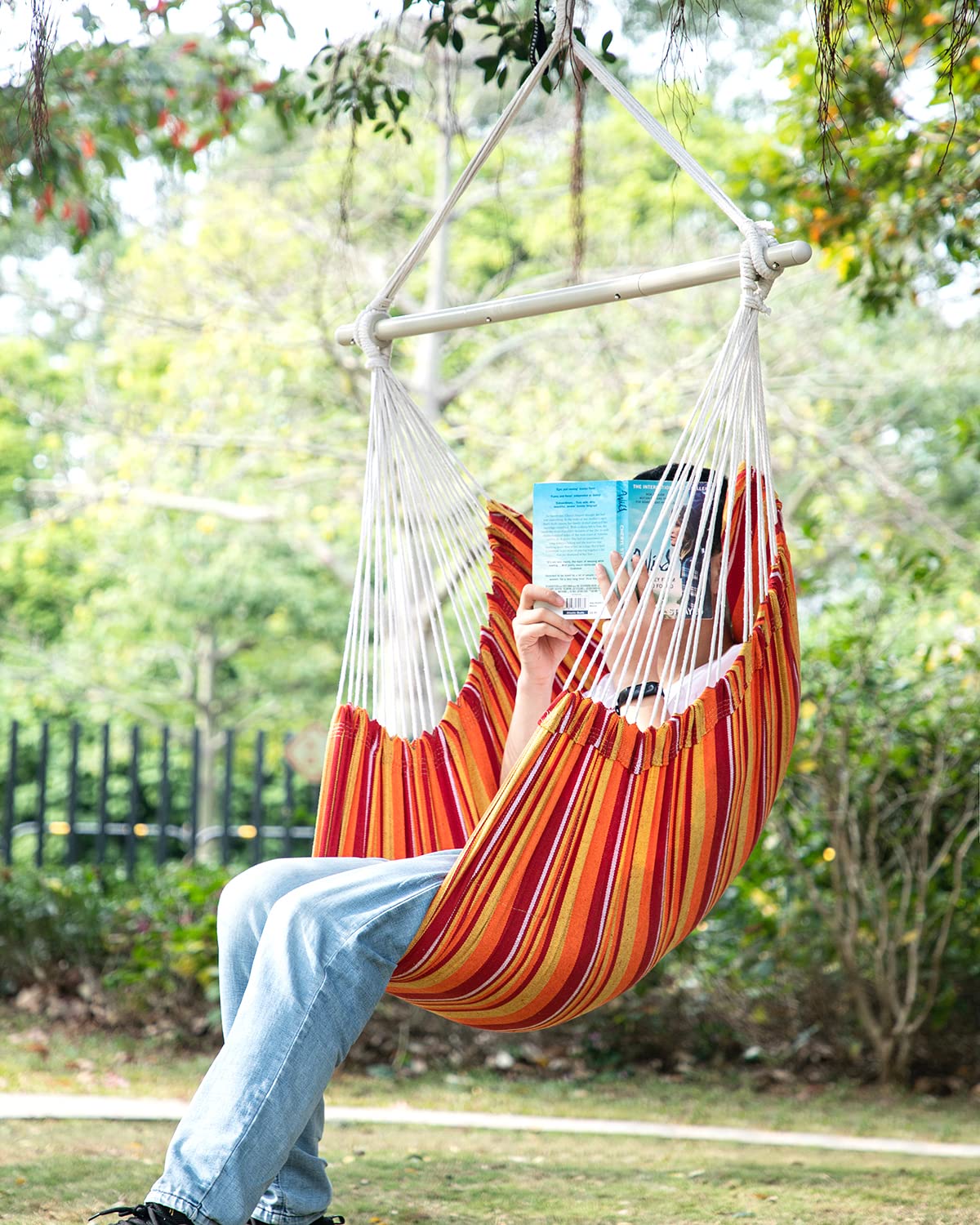 ADVOKAIR Hammock Chair Swing side view with Steel Bar