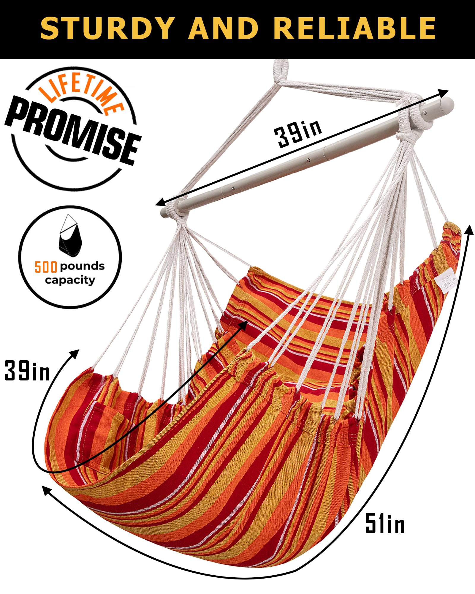 ADVOKAIR Hammock Chair Swing with adjustable strap setup