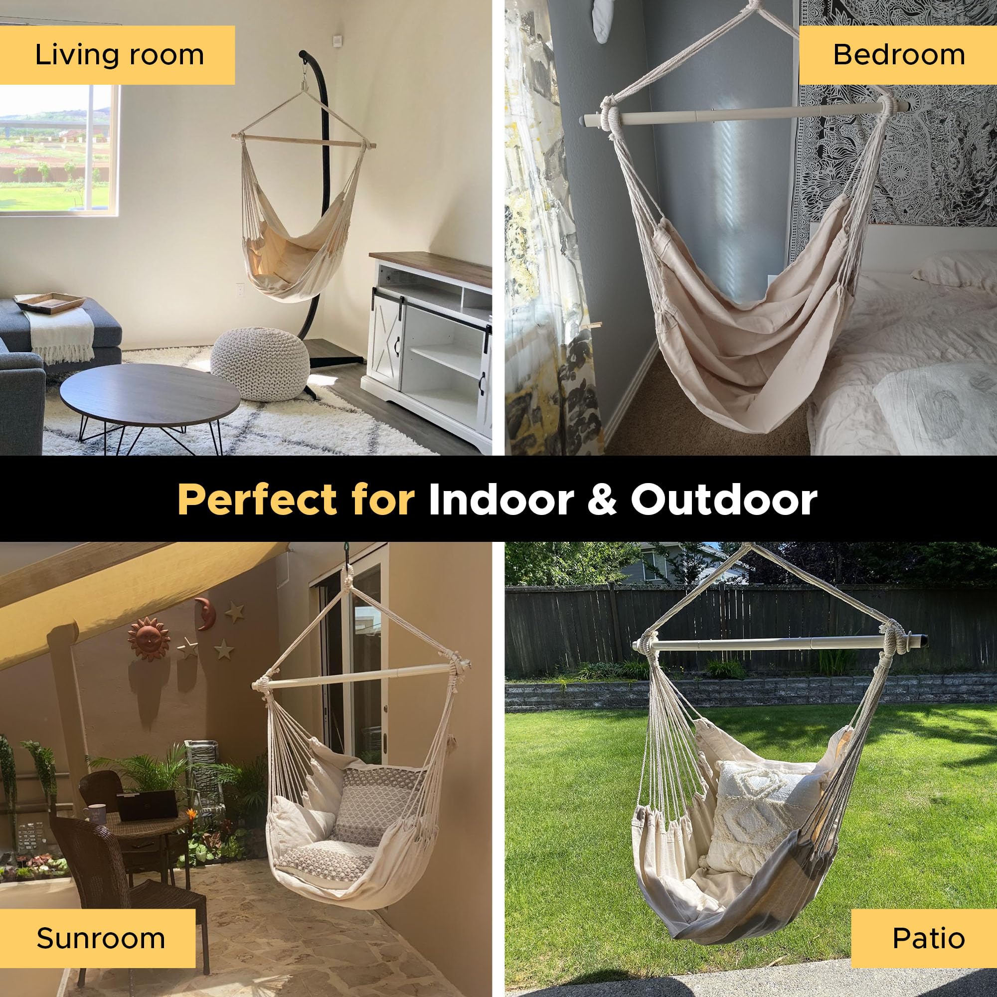 ADVOKAIR Hammock Chair Swing with stainless steel spreader bar