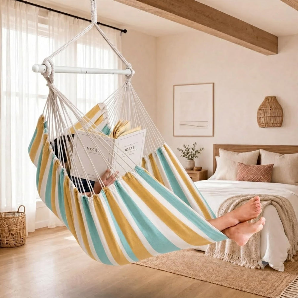ADVOKAIR Hammock Chair Swing with Steel Spreader Bar and Adjustable Strap