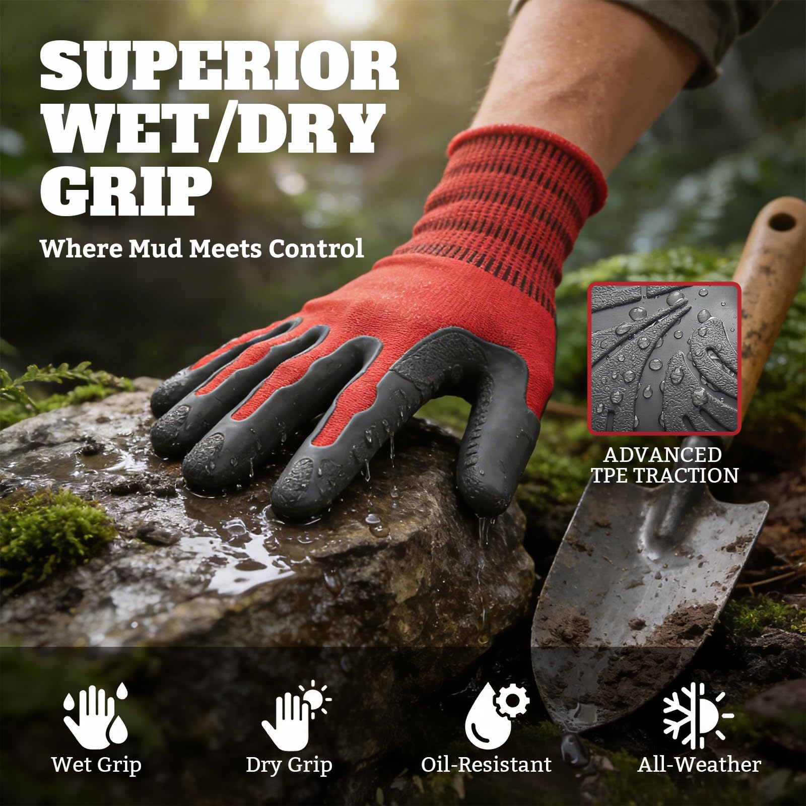 Aegend Gardening Gloves highlighting reinforced fingertips