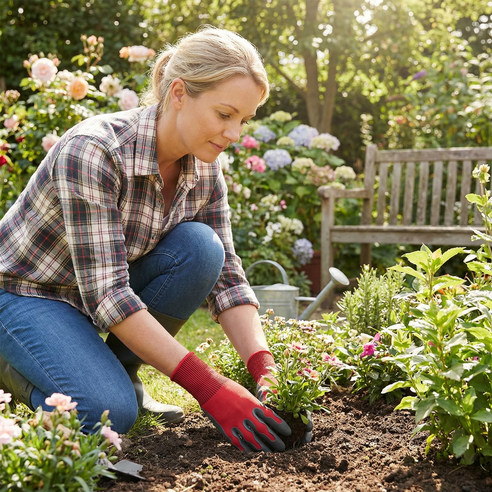 Aegend Gardening Gloves showcasing breathable knit shell