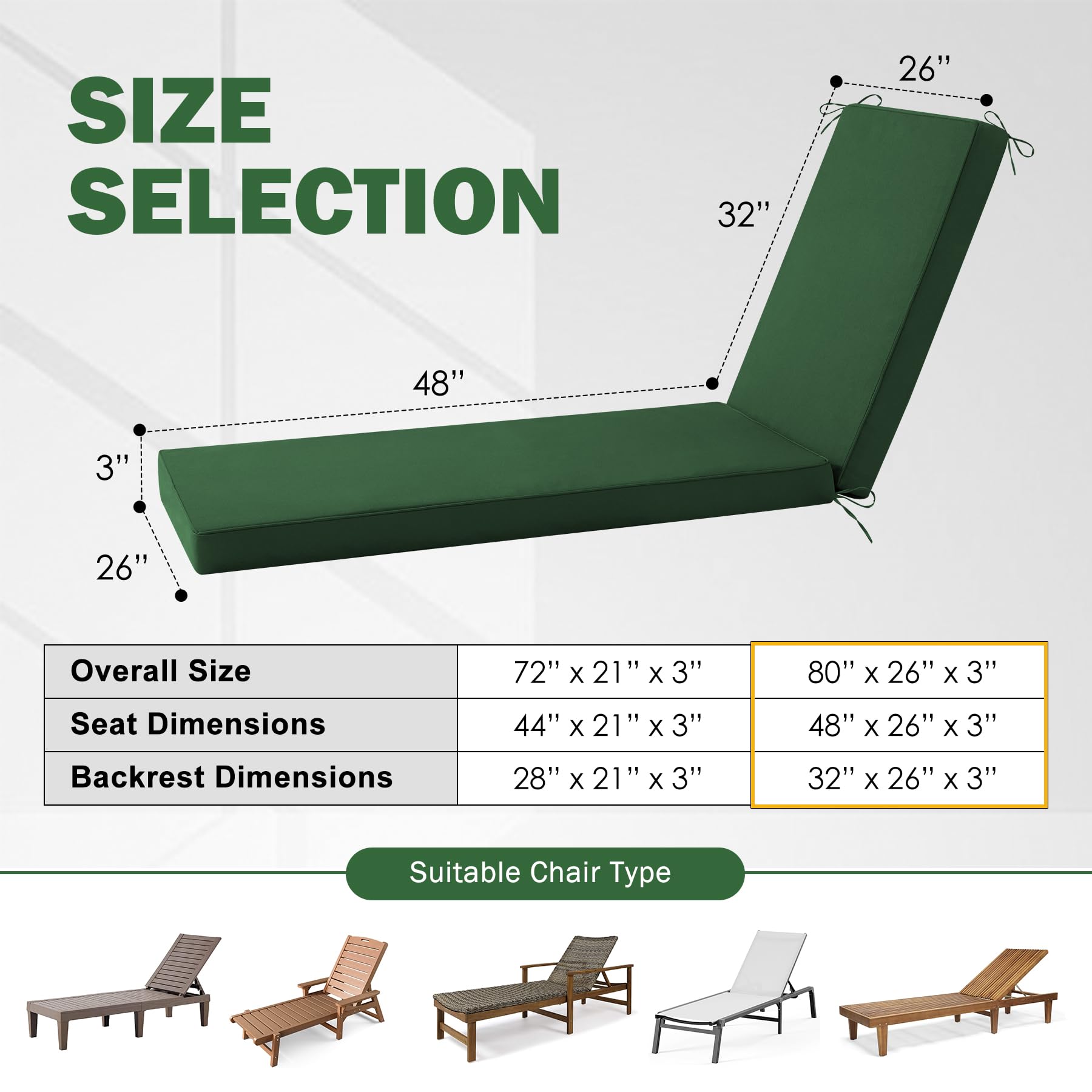 Aegisun Chaise Lounge Cushion showing integrated straps