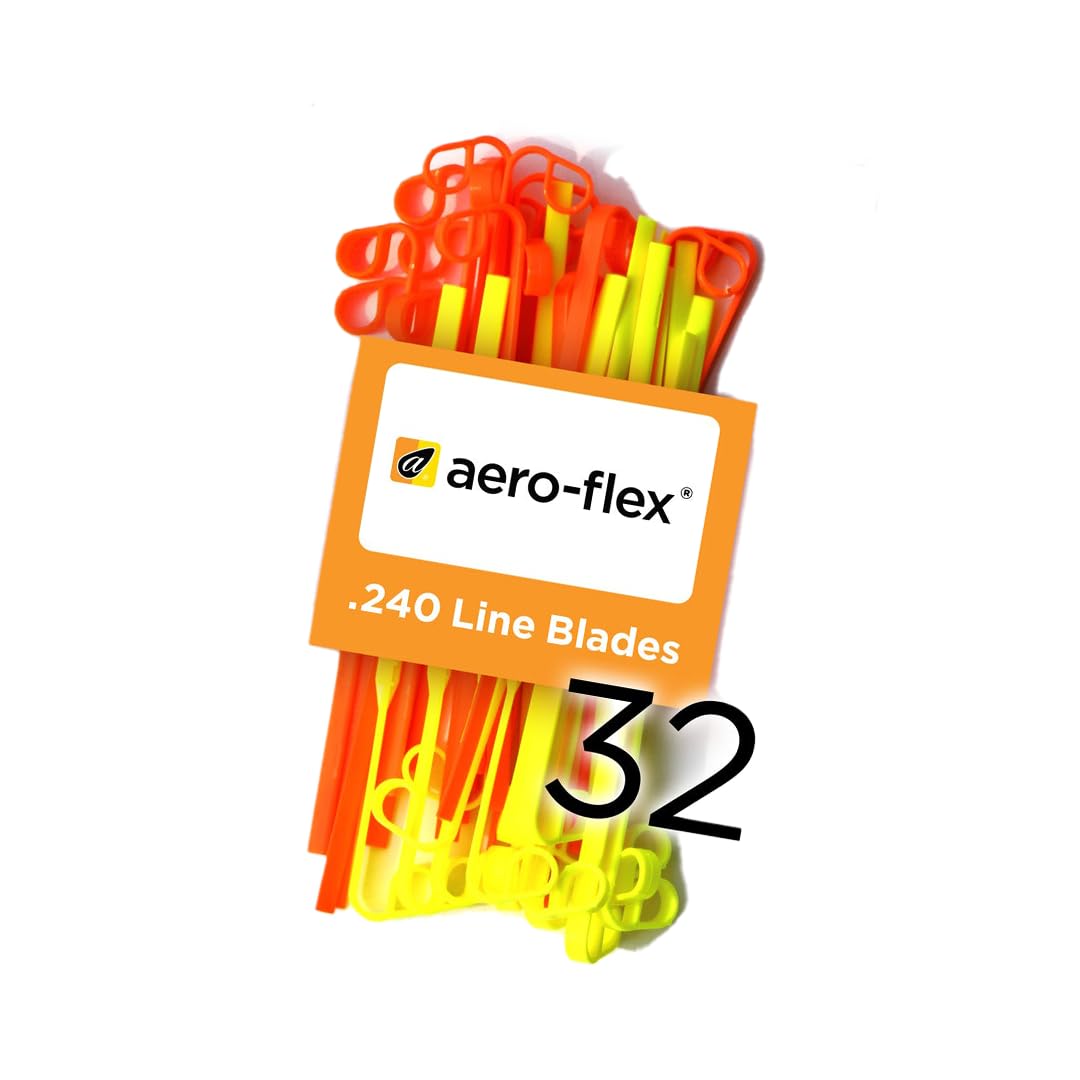 Aero-Flex Premium Flexible Line Blades front view, orange and yellow