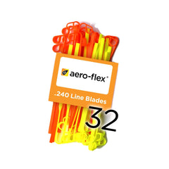 Aero-Flex Premium Flexible Line Blades front view, orange and yellow