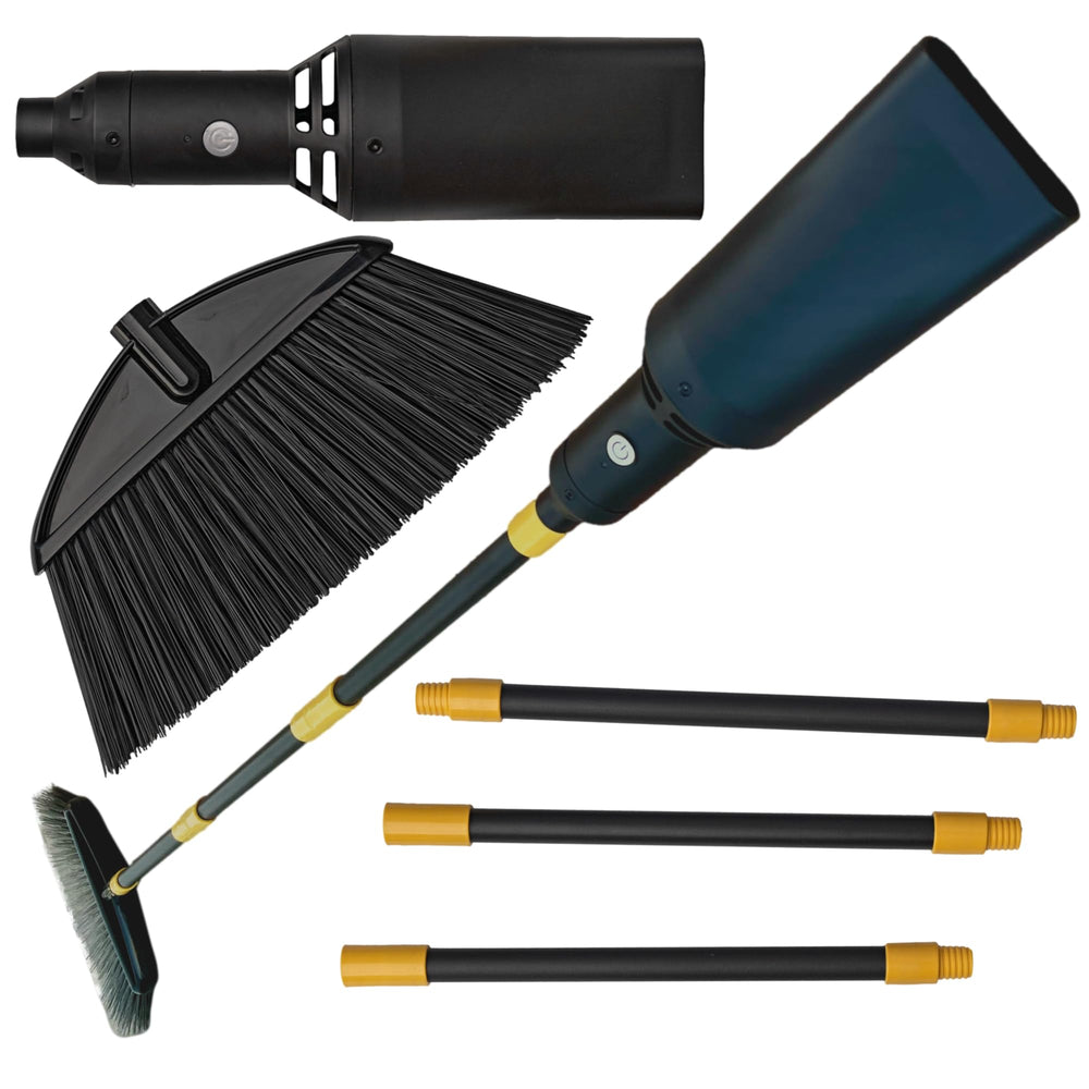 Aerobroom Outdoor Broom and Cordless Leaf Blower in black and yellow