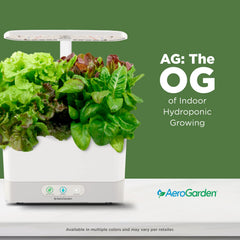 AeroGarden Harvest showing the full spectrum LED grow light