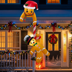 AerWo 7.2FT Gingerbread Inflatable Christmas Decoration front view