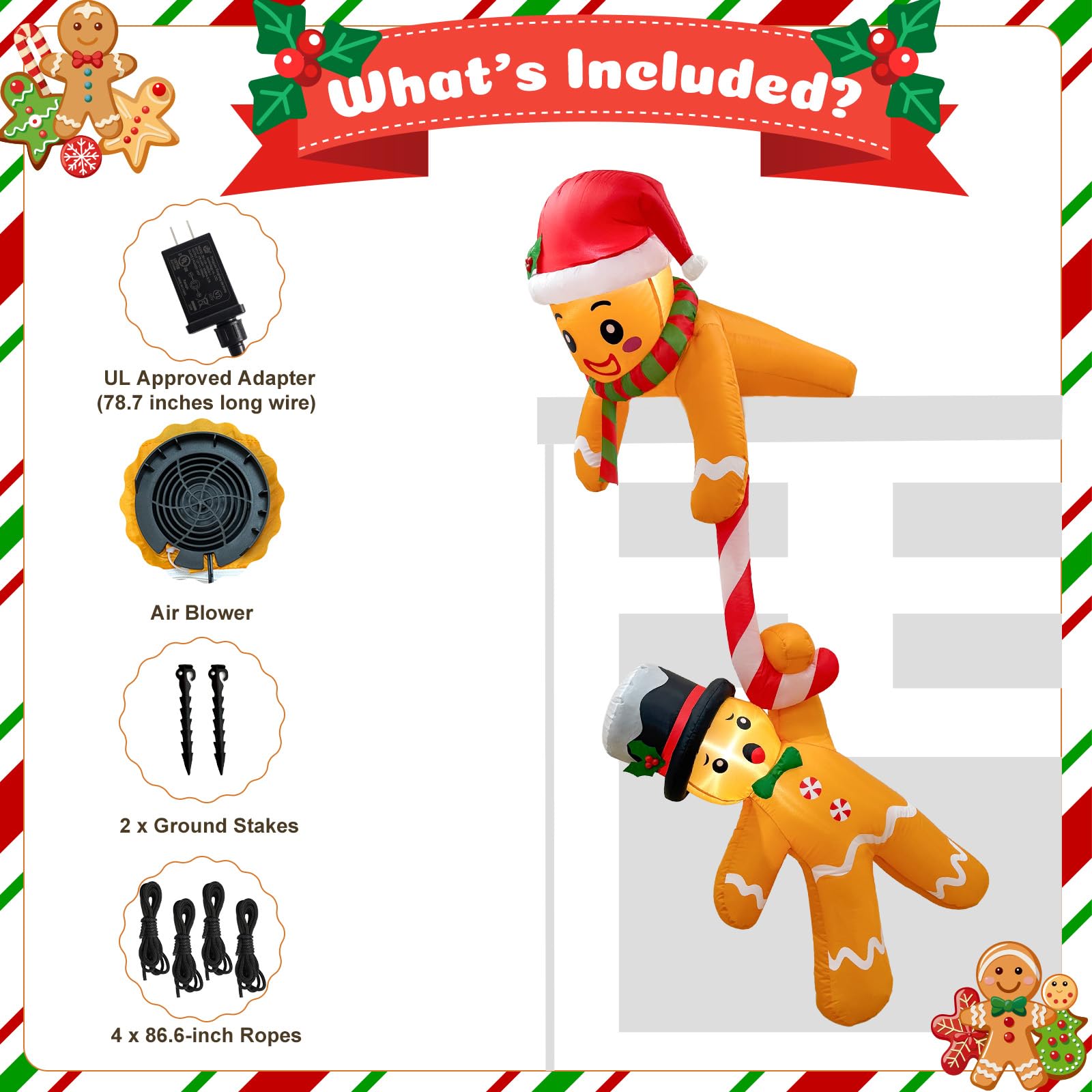 AerWo Gingerbread Inflatable setup with ground stakes