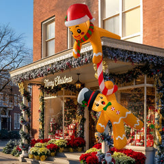 AerWo Gingerbread Inflatable with LED lights at night