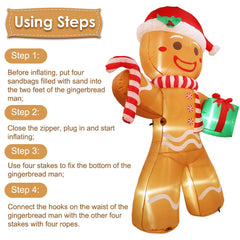AerWo inflatable gingerbread man setup in a snowy yard