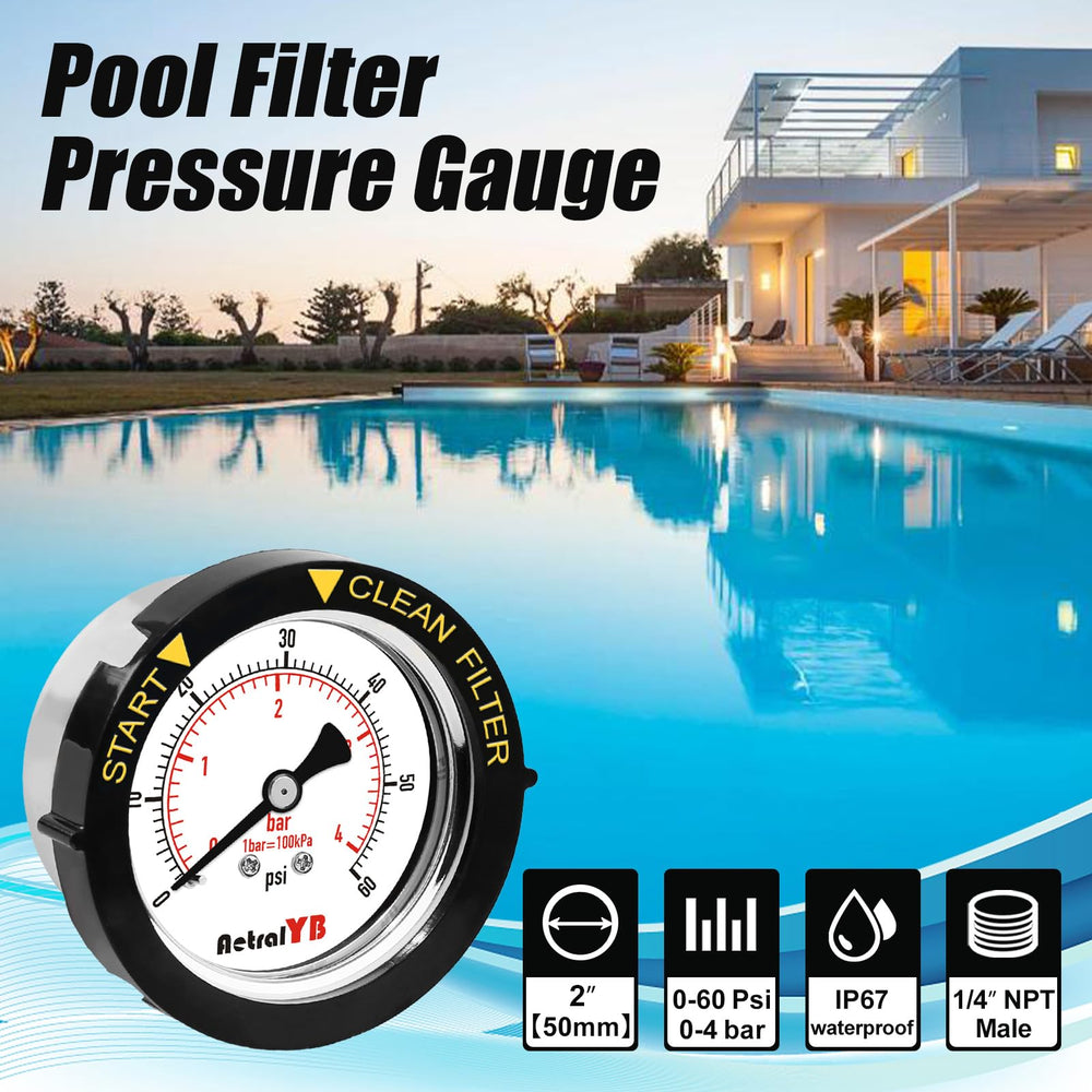 AetralYB pressure gauge back mount with brass fitting
