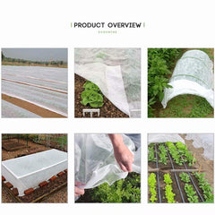 Agfabric Plant Covers secured with stones in garden