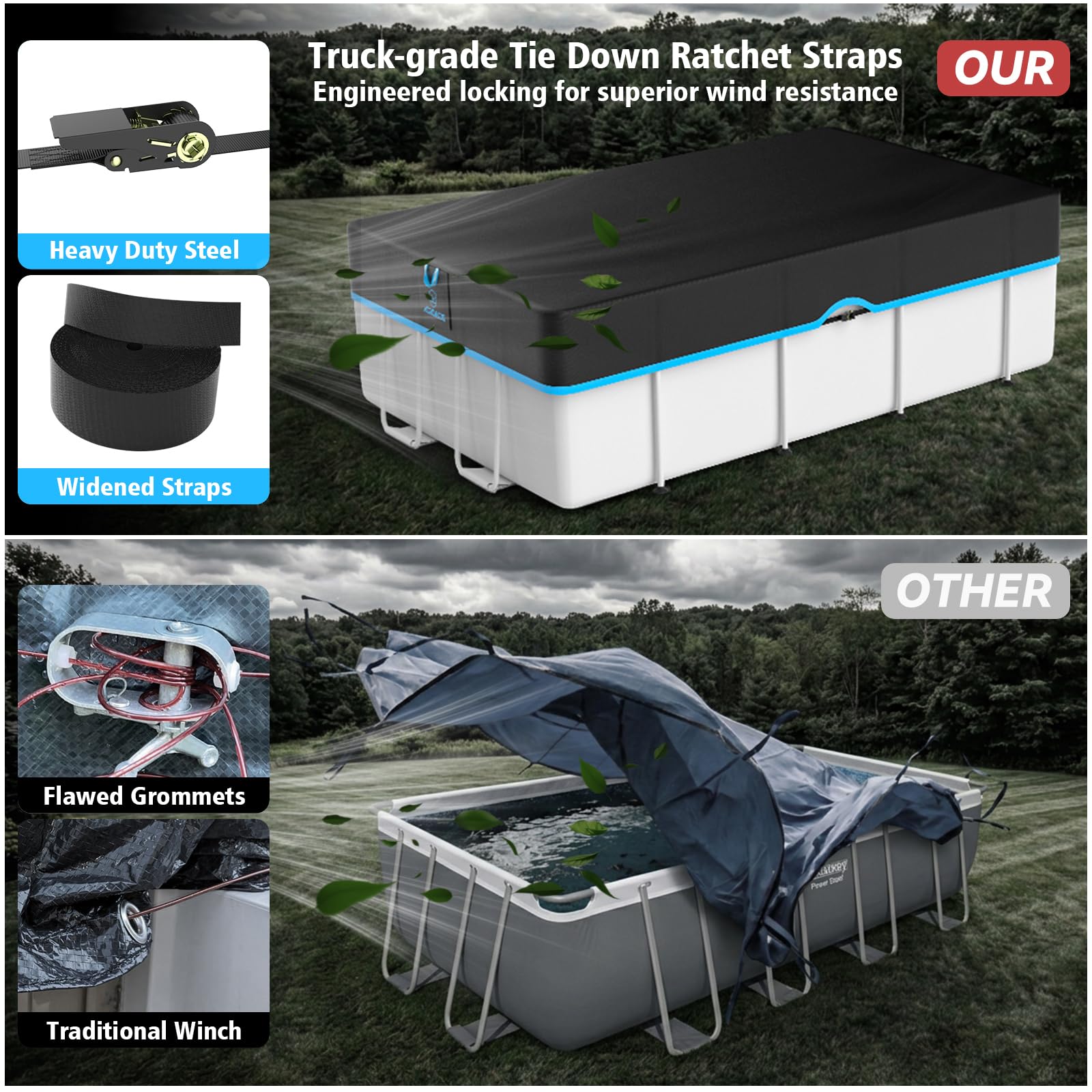 AGROAIDE pool cover in black and blue color