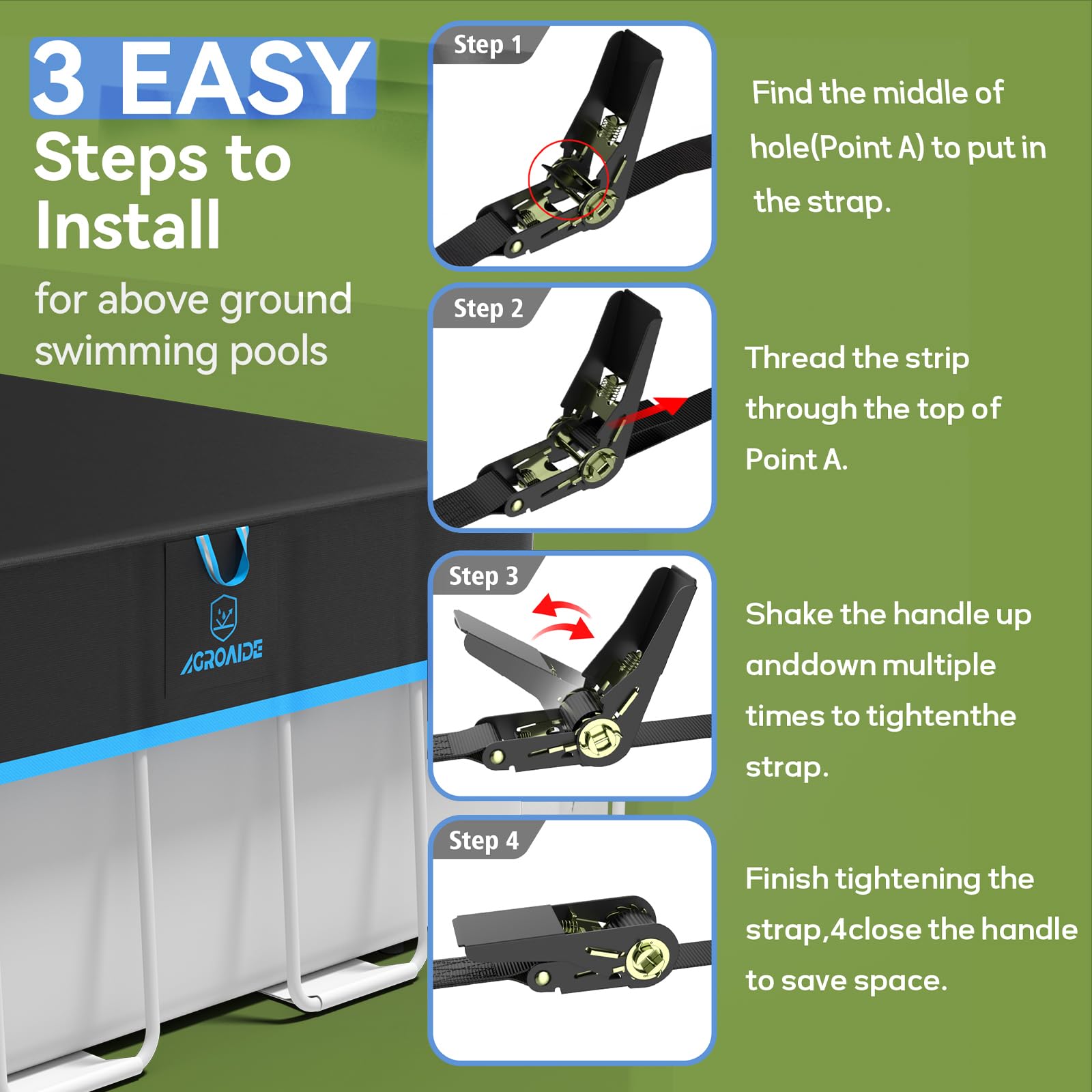 AGROAIDE pool cover on a rectangular pool