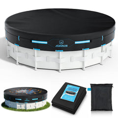 AGROAIDE Winter Pool Cover 16 ft Round, black and blue front view
