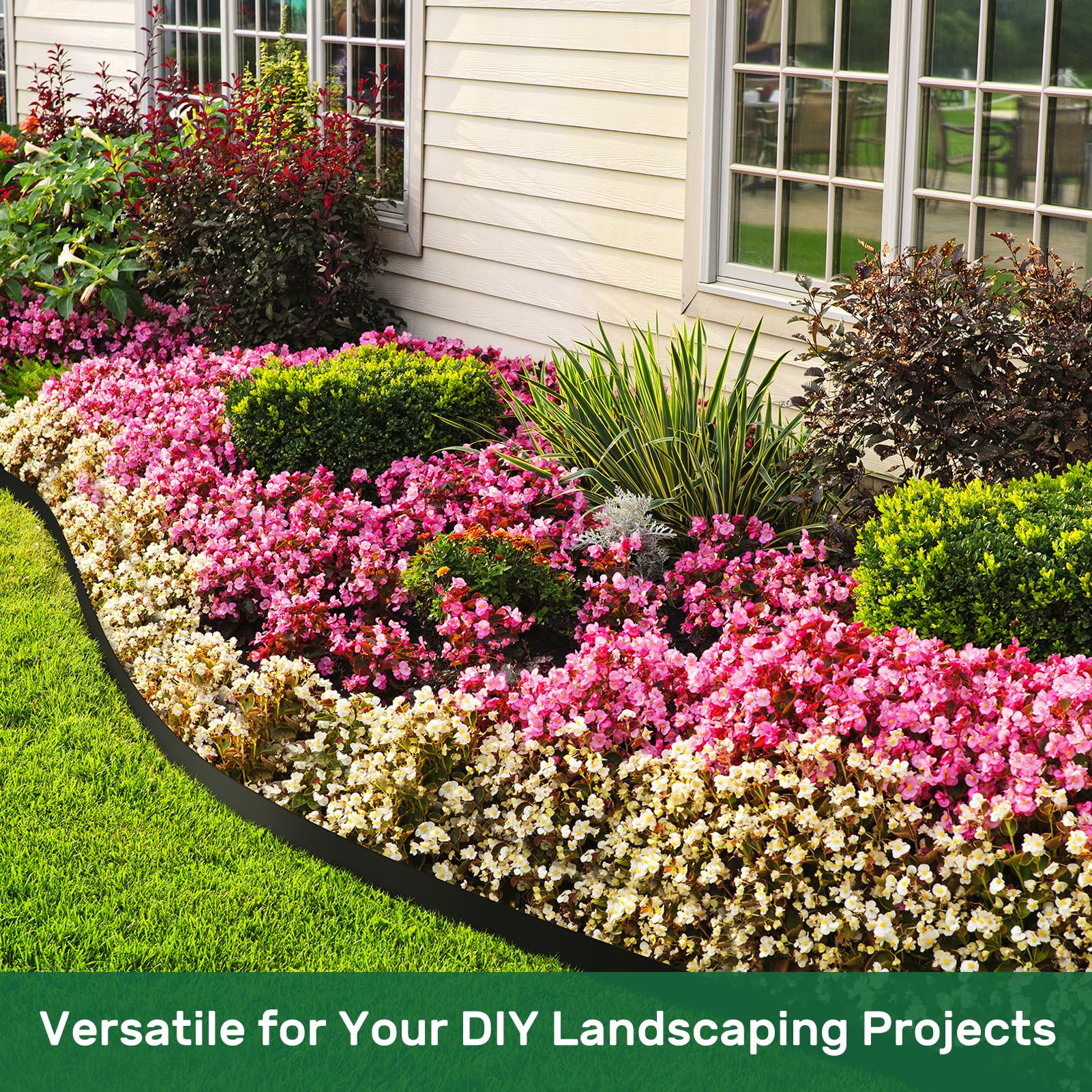 AGTEK garden edging forming a curved border around a garden