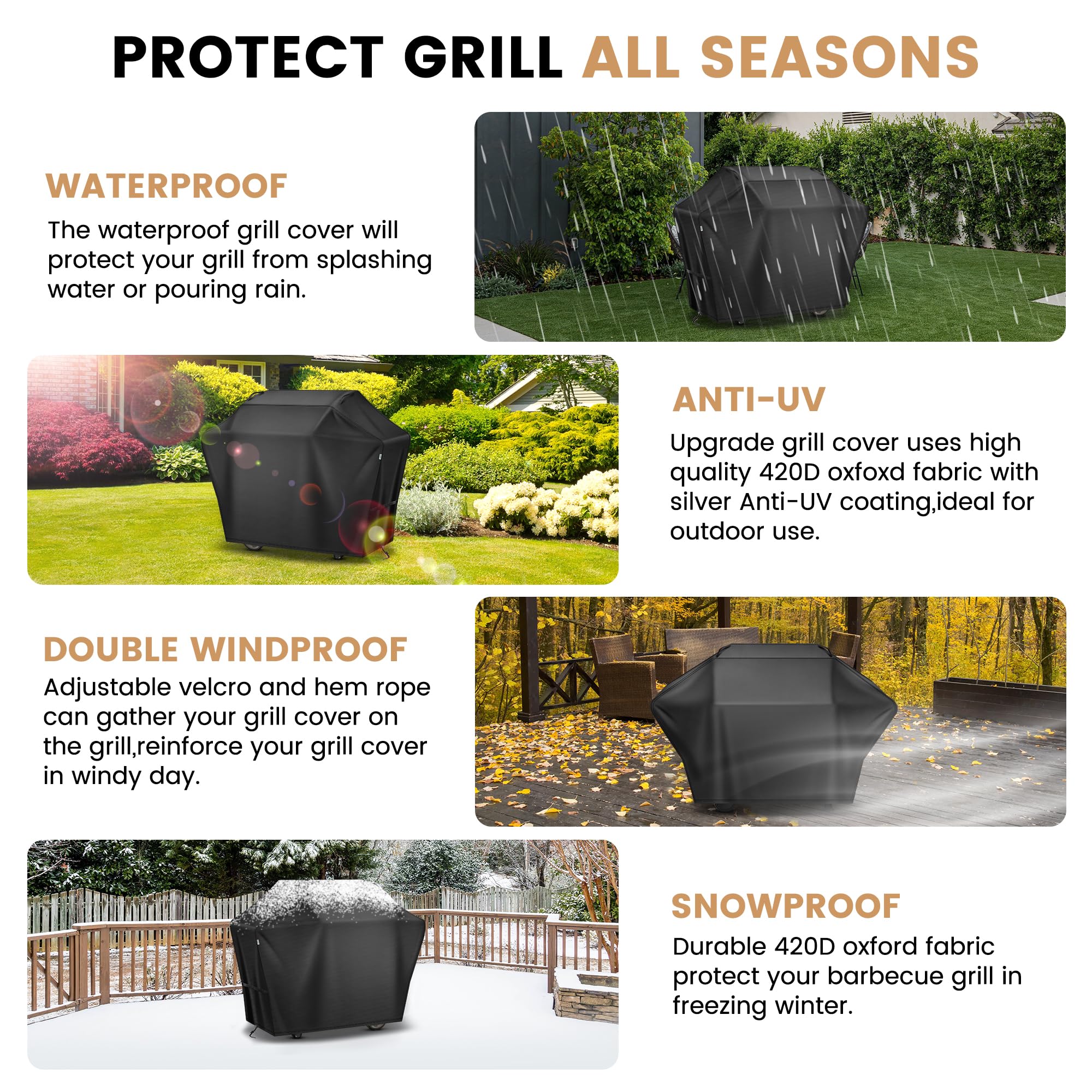 Aguegro 52 Inch Grill Cover on a grill outdoors