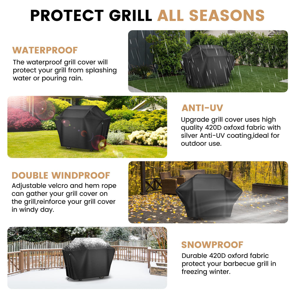 Aguegro 52 Inch Grill Cover on a grill outdoors