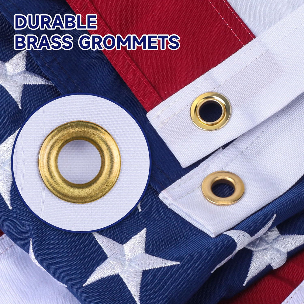 AGUIFLGS 5x8 Ft American Flag showing grommet attachment