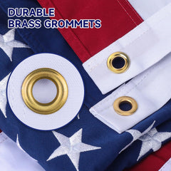 AGUIFLGS 5x8 Ft American Flag showing grommet attachment