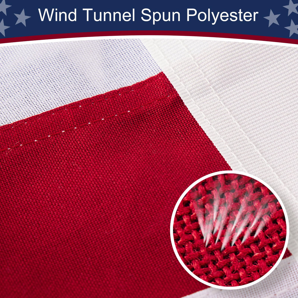 AGUIFLGS American Flag 2.5x4 ft close-up of double-stitched stripes