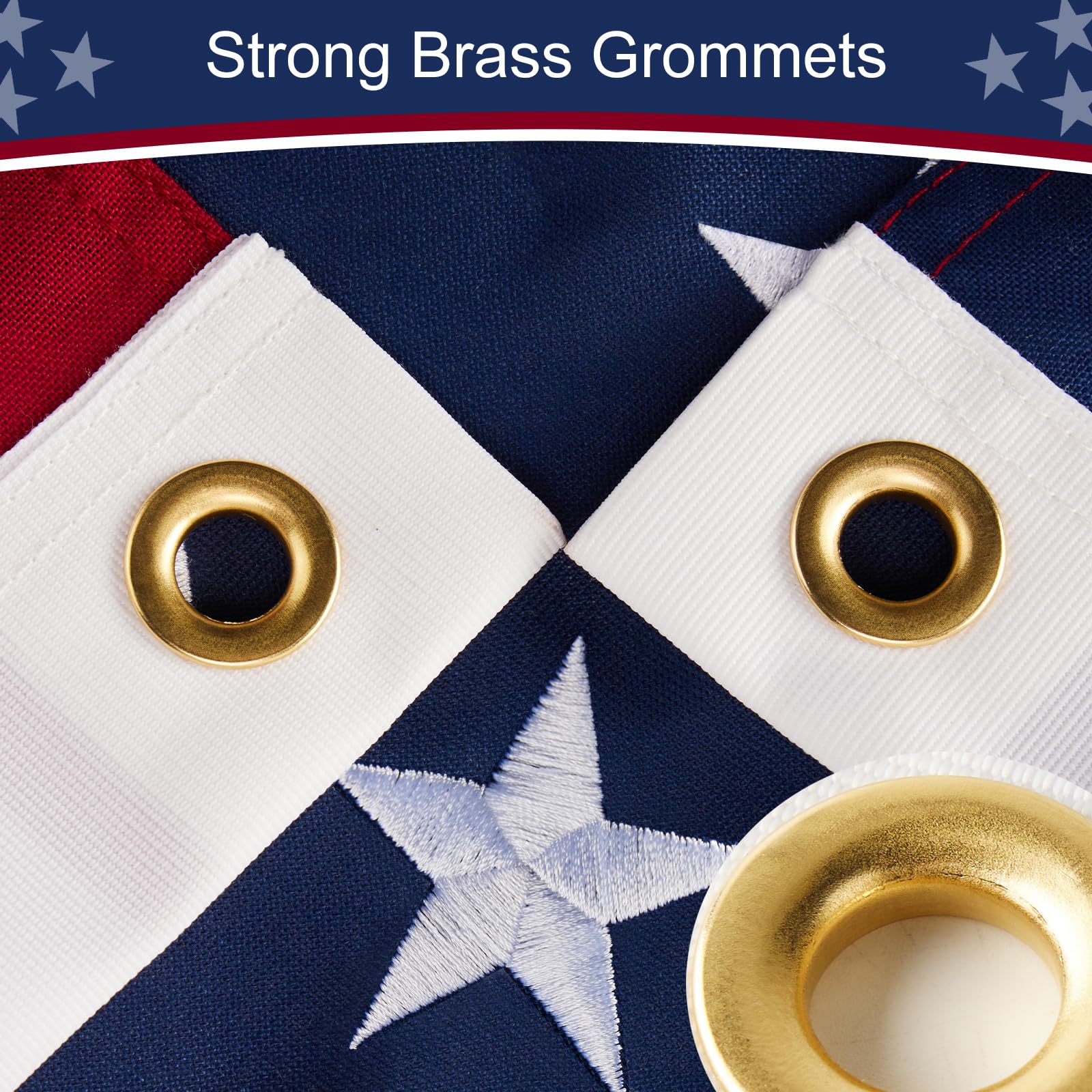 AGUIFLGS American Flag 4x6 ft showing heavy-duty brass grommets
