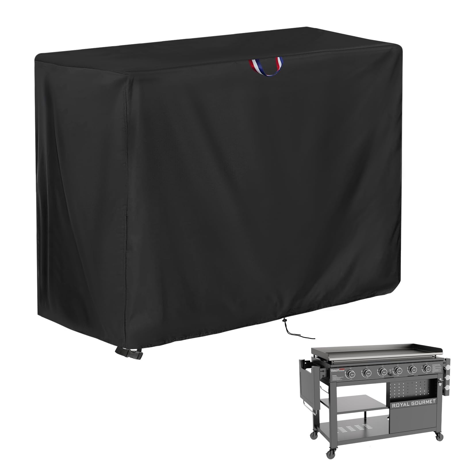 Agustone 48 inch grill cover front view, black colour