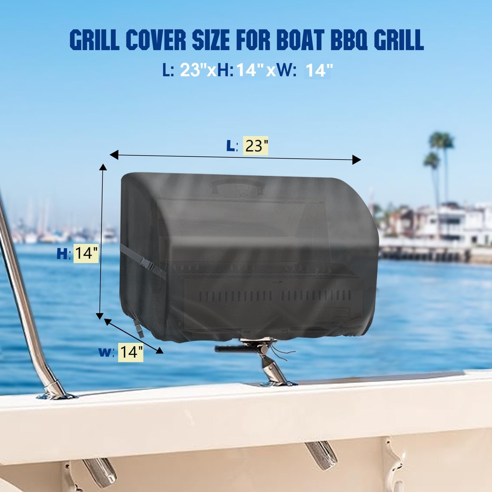 Agustone Boat Grill Cover showing drawstring and buckles