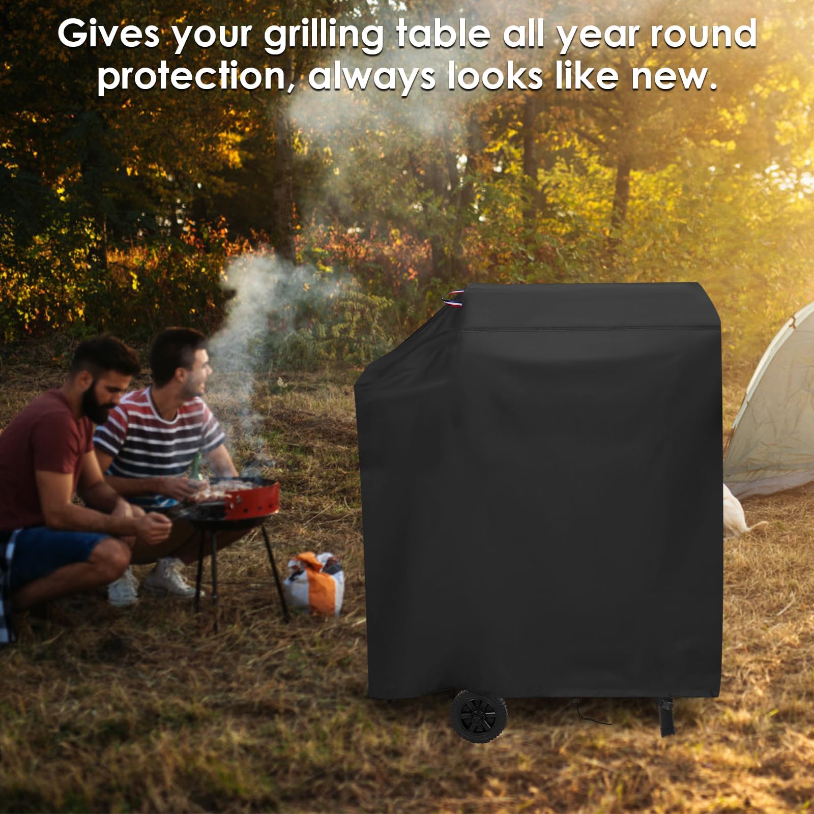 Agustone grill cover in outdoor setting