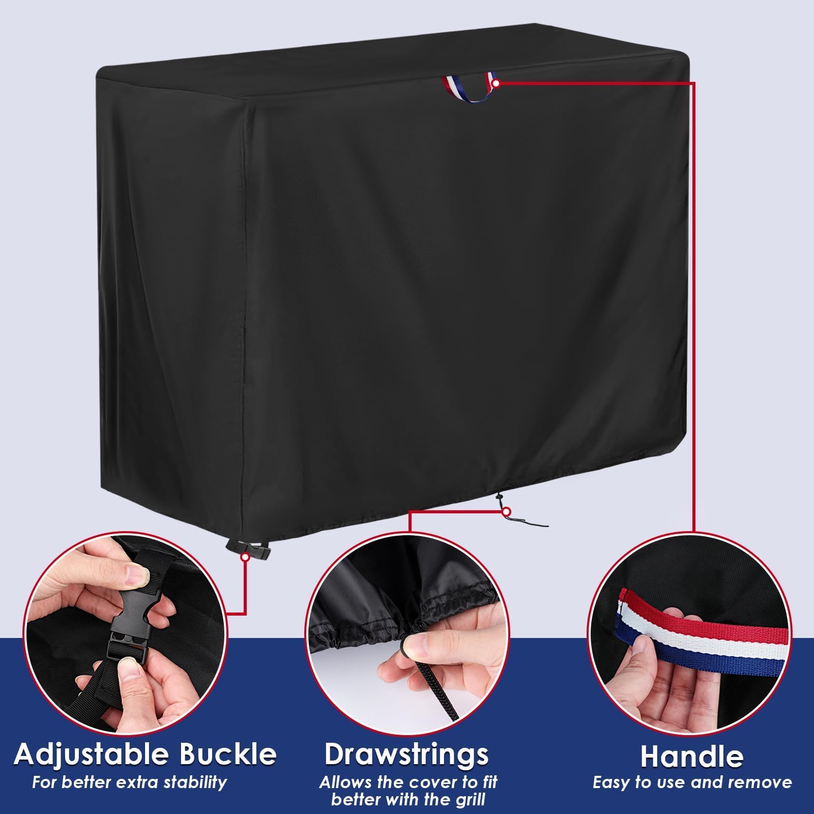 Agustone Grill Cover side view with dimensions