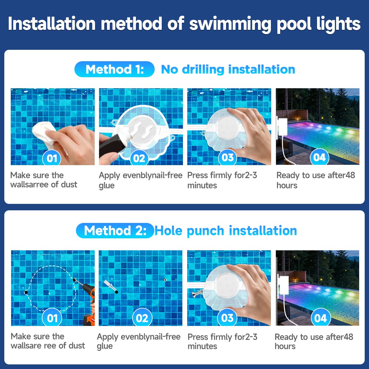 AHAWILL pool lights in use during a night party
