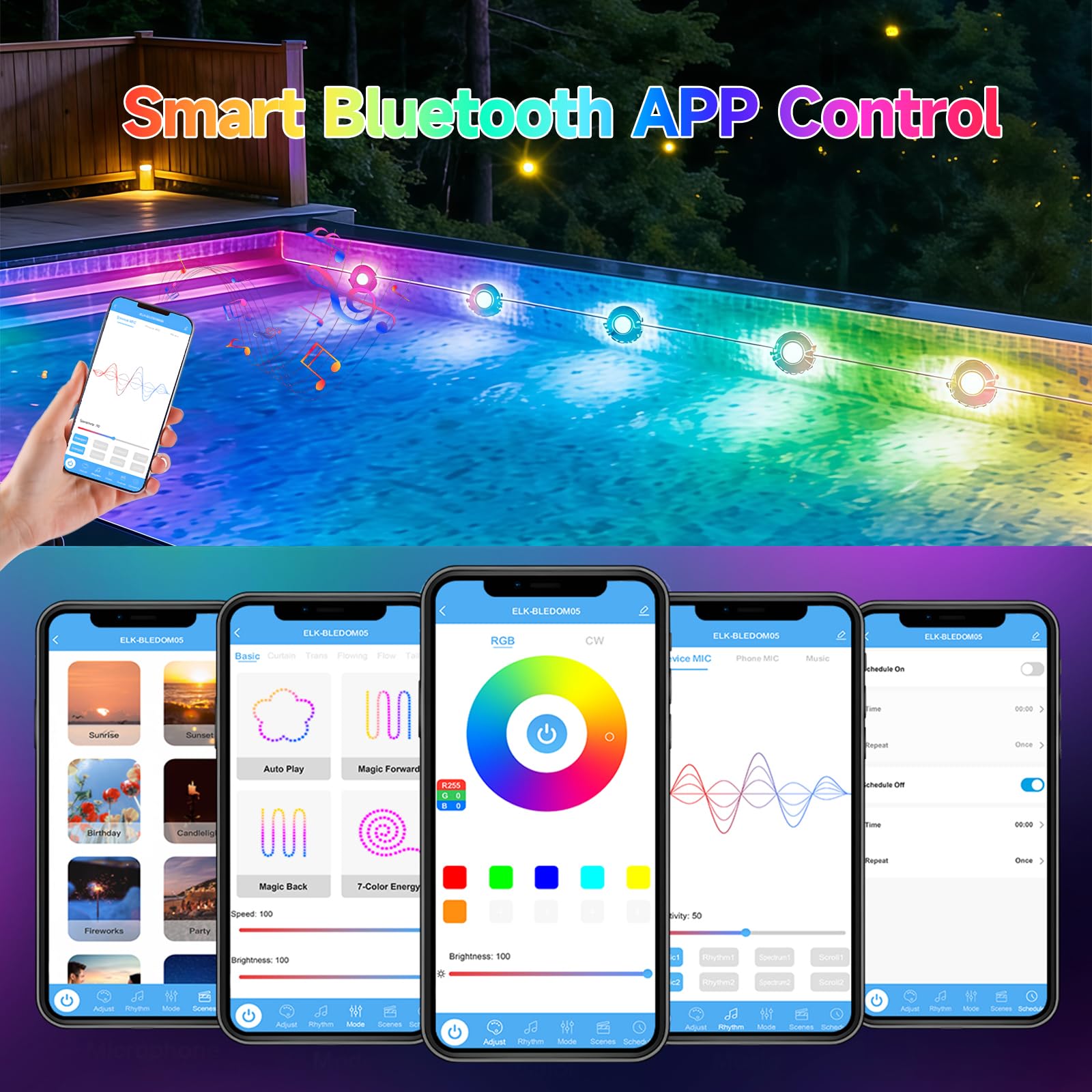 AHAWILL RGB lights displaying various colours