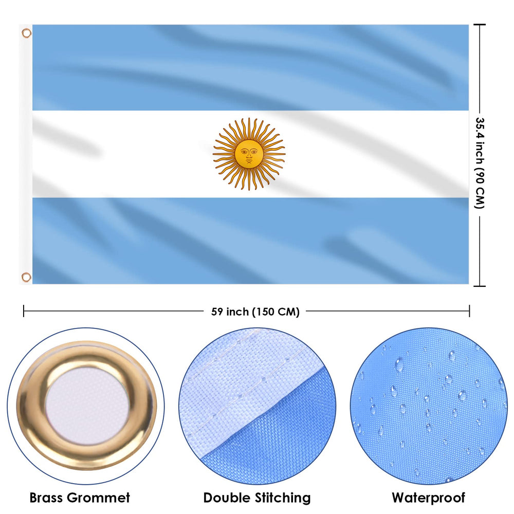 AhfuLife Argentine Flag with brass grommets on a flagpole
