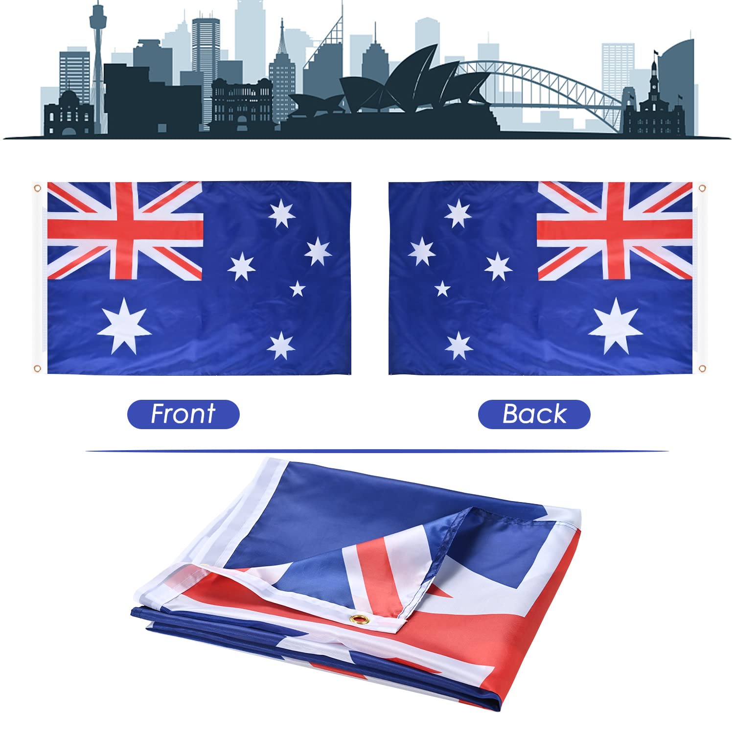 AhfuLife Australian flags in a festive decoration setup