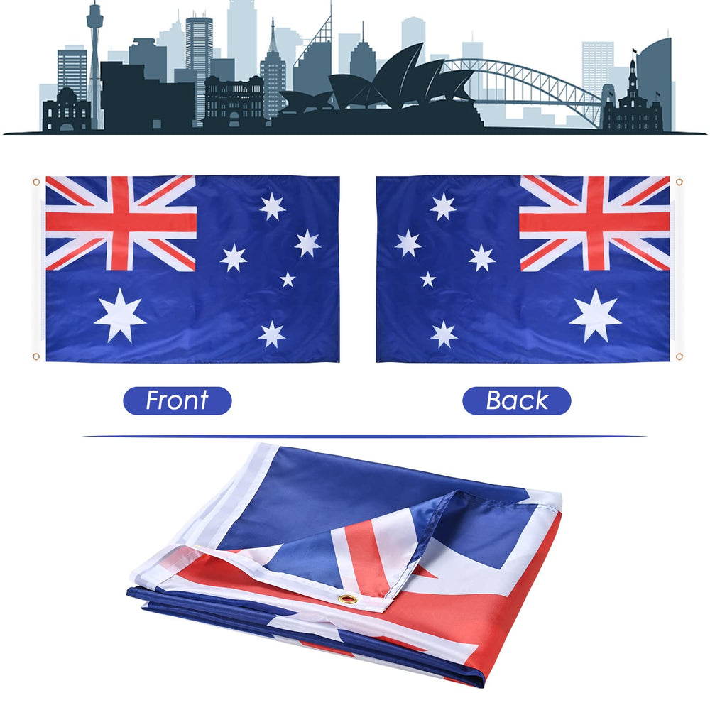 AhfuLife Australian flags in a festive decoration setup