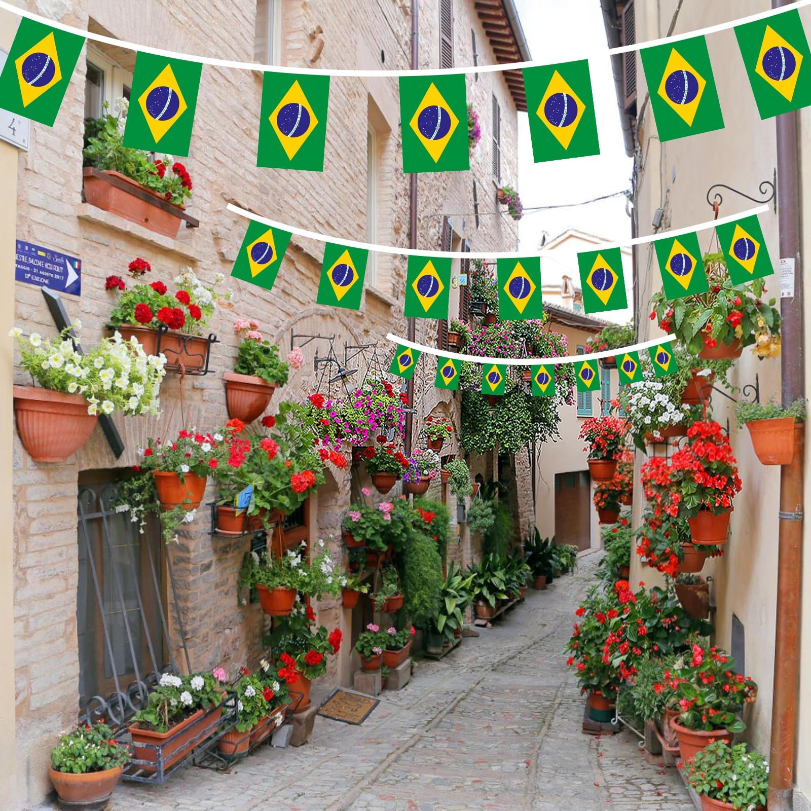 AhfuLife Brazil flags banner laid out for decoration