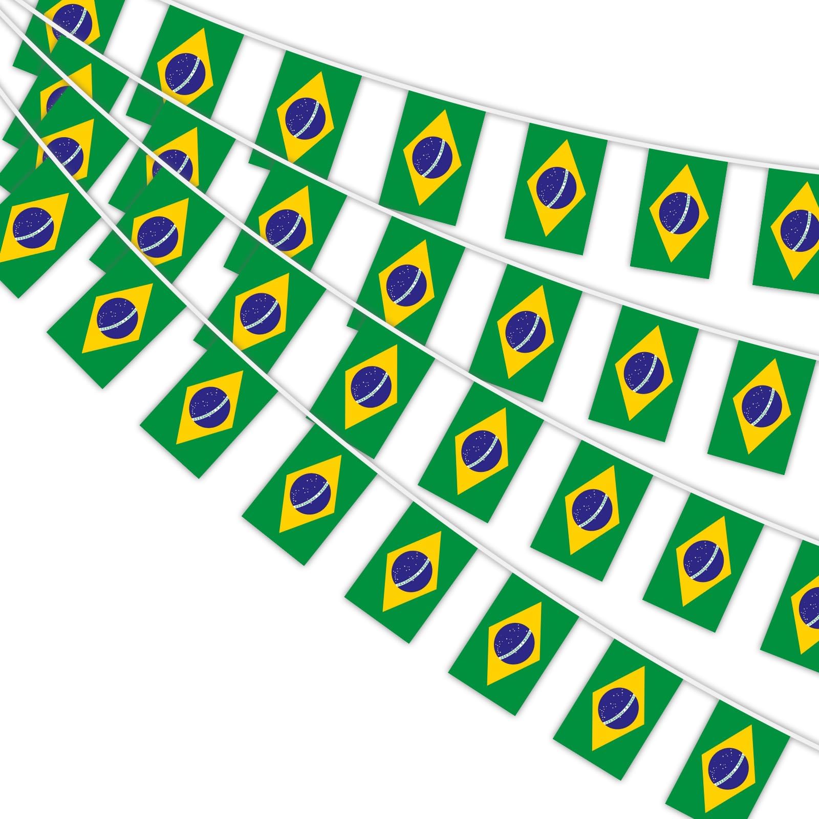 AhfuLife Brazil String Flags Banner front view with 30 flags
