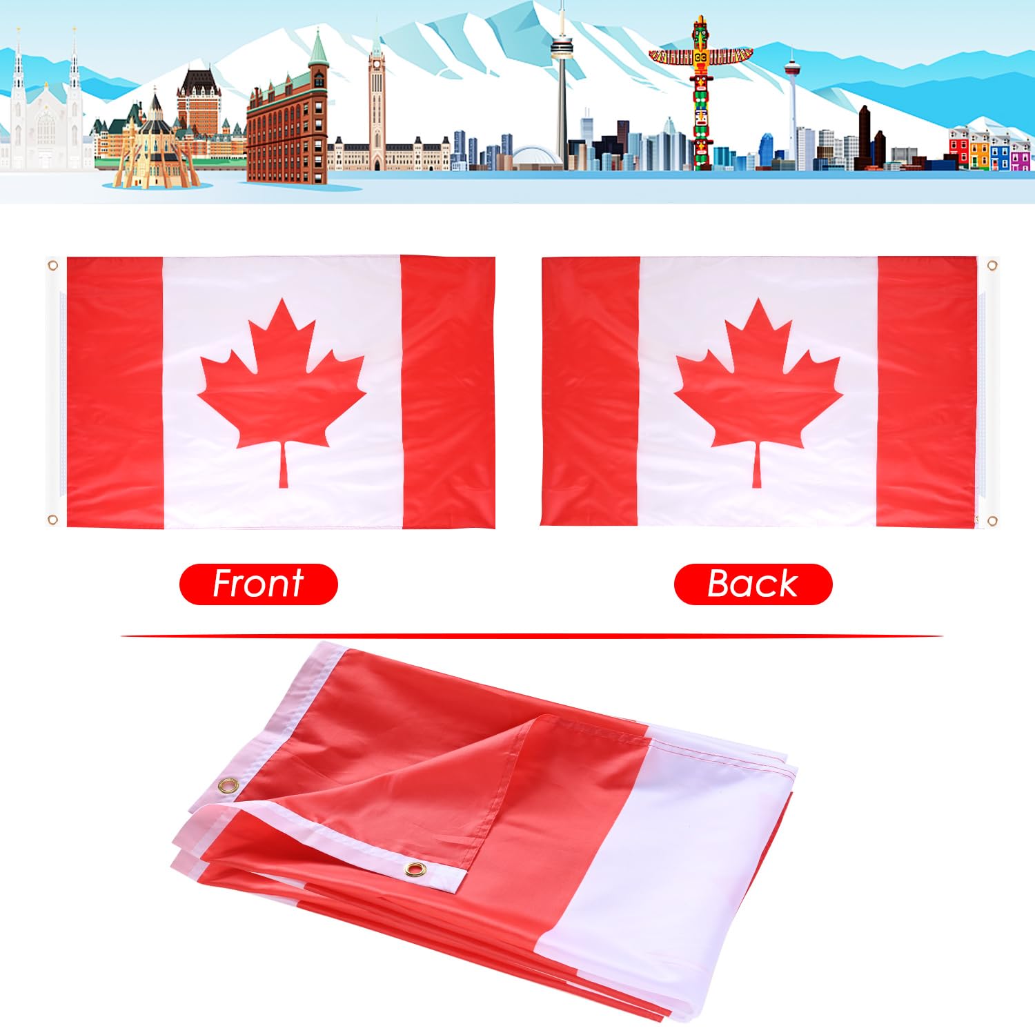 AhfuLife Canada Flag 3 x 5 ft displayed outdoors in a garden