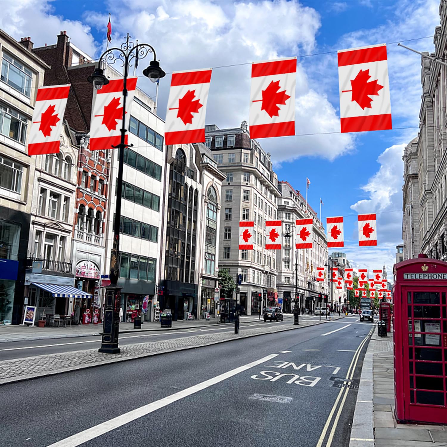 AhfuLife Canada Flag 3 x 5 ft hanging at a Canada Day celebration