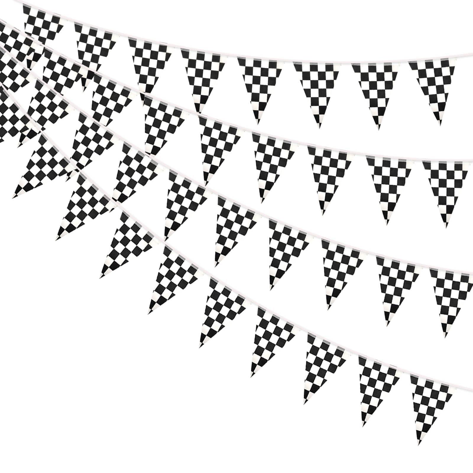 AhfuLife checkered flag bunting front view showing black and white flags