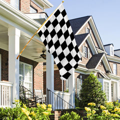 AhfuLife Checkered Flag displayed in a garden