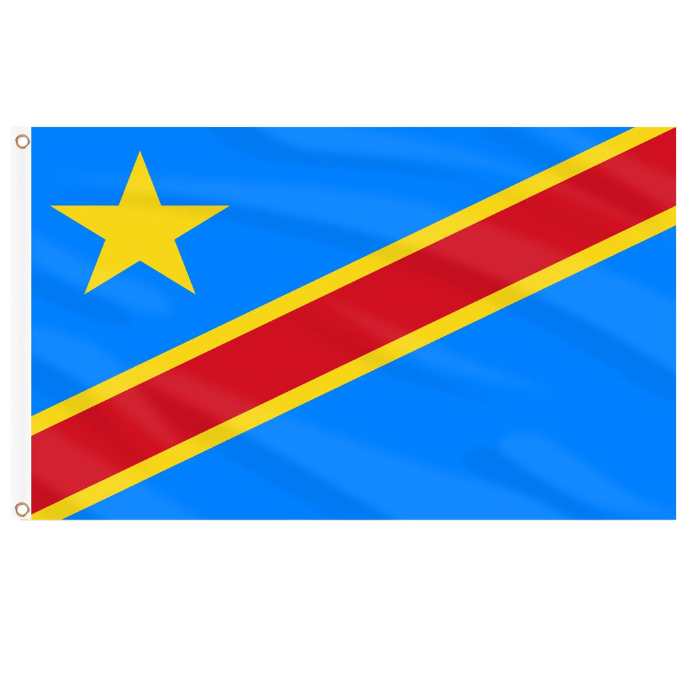 AhfuLife DRC flag 3x5 ft front view with vibrant colours