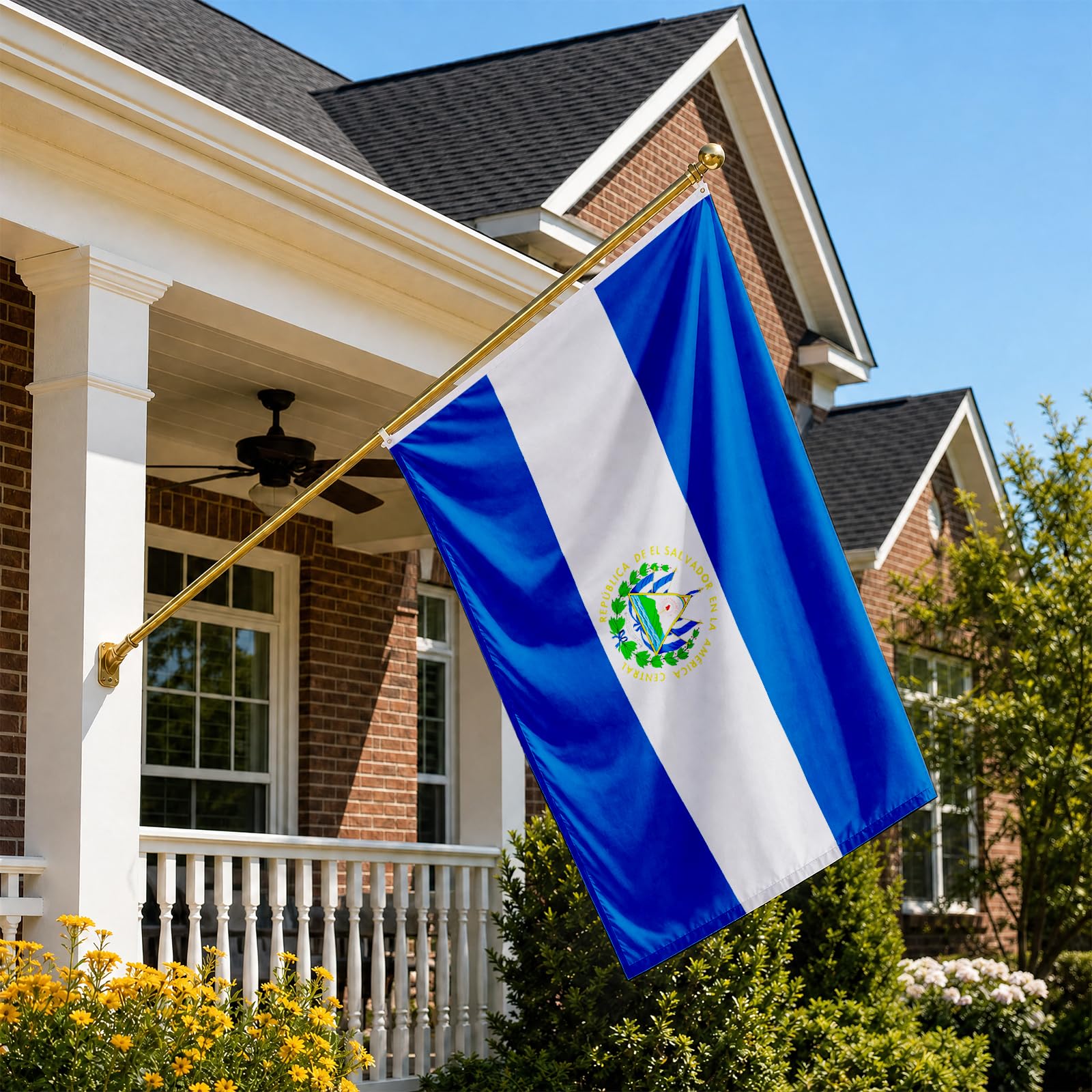 AhfuLife El Salvador flag in a street parade