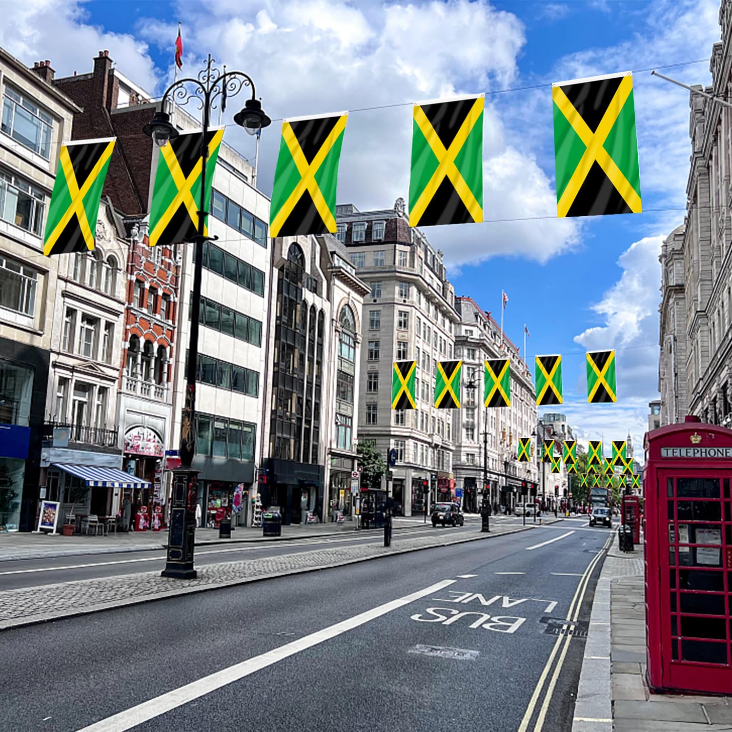 AhfuLife Jamaica Flag hanging on a balcony