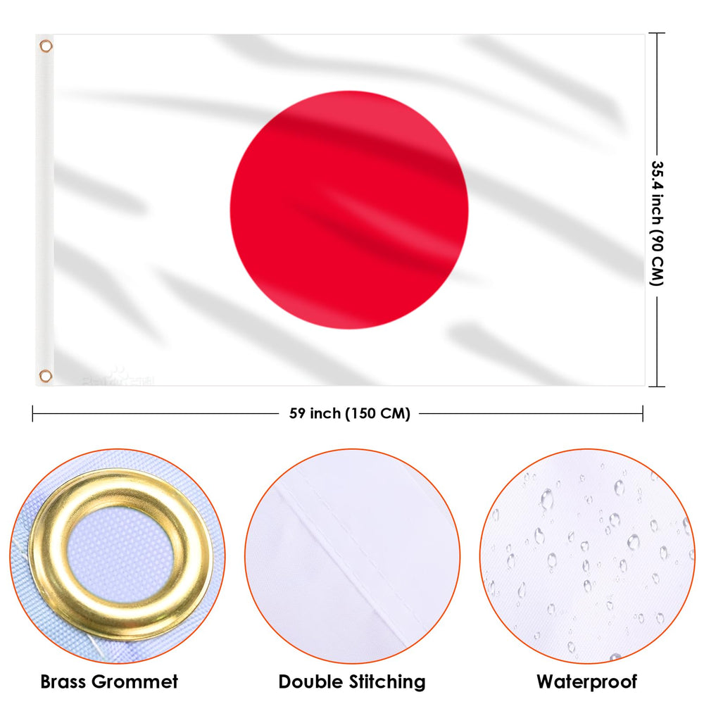 AhfuLife Japan Flag 3x5 ft with brass grommet
