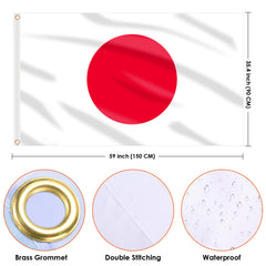 AhfuLife Japan Flag 3x5 ft with brass grommet
