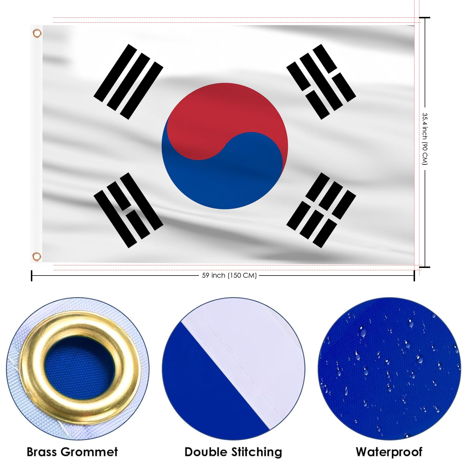 AhfuLife Korean Flag 3x5 Ft hanging outdoors on a flagpole