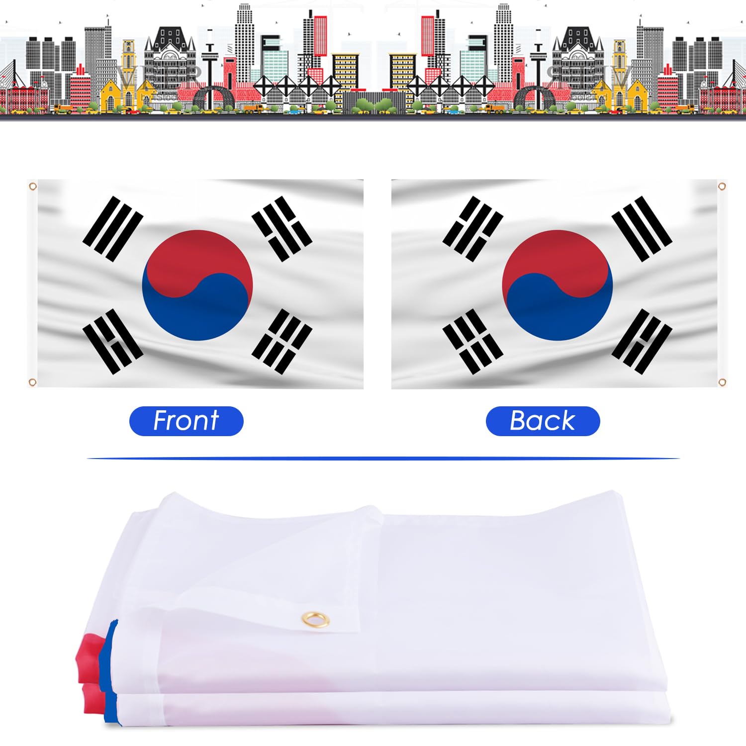 AhfuLife Korean Flag in a garden setting with vibrant colours