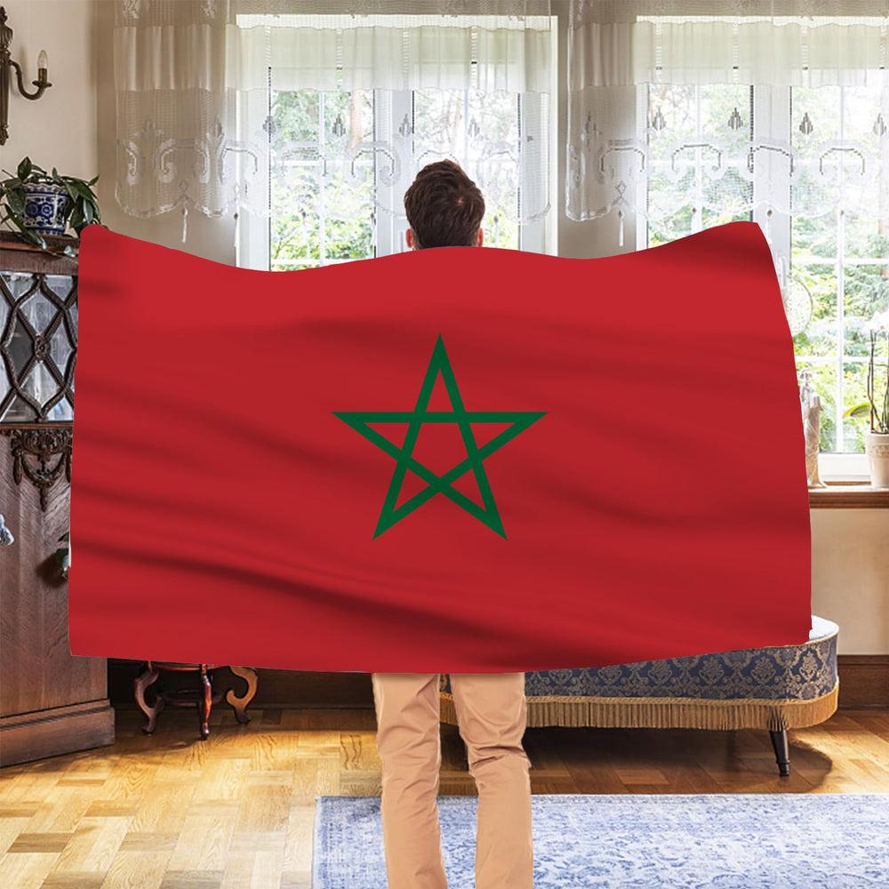 AhfuLife Morocco Flag hanging on a balcony